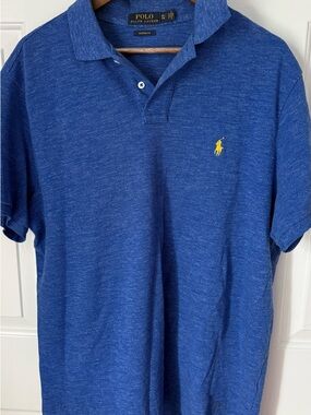 Ralph Lauren Men’s Heathered Blue Polo with Yellow Pony